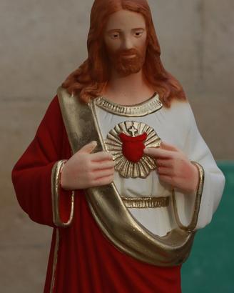 STATUA CUORE DI GESU' IN CEMENTO DIPINTO A MANO