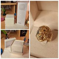 Anello uomo testa di leone oro 750 con diamanti