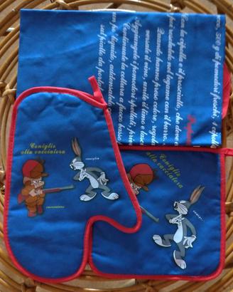 Grembiule Looney Tunes con guanto e presina