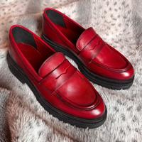 mocassini penny loafer in pelle bordeaux