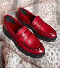 mocassini penny loafer in pelle bordeaux