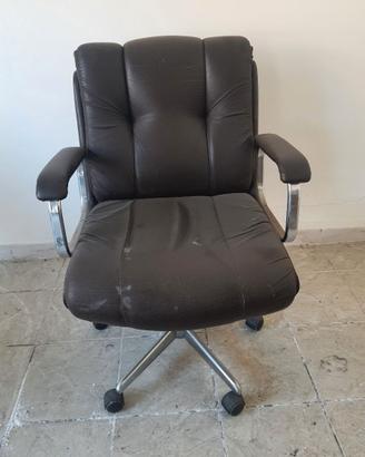 Poltrona da ufficio in pelle vintage
