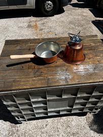 SET PAIOLO E FORNELLETTO IN RAME PER PARAMPAMPOLI