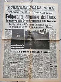 Fascismo: Corriere 11-6-1940  Duce dichiara guerra