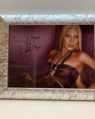Cornice con foto Lady Gaga autografo reprint
