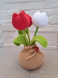 Tulipani in vaso uncinetto 