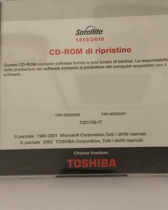  Set CD Ripristino Originale Toshiba Satellite 