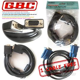 CAVO RAME VGA-SVGA MONITOR 15 PIN 2mt + 1 GRATIS