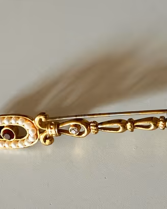 Spilla barra vintage Argento 800 dorato - 54VI