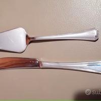 Paletta e coltello per dolci in ottone argentato 