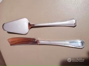 Paletta e coltello per dolci in ottone argentato 