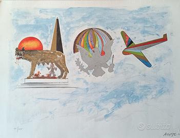 Litografia di Franco Angeli