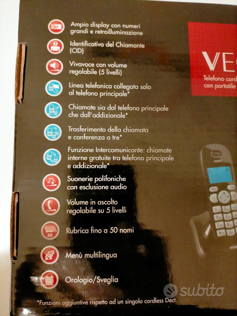 Telefono cordless con display chiamante multilingue vivavoce