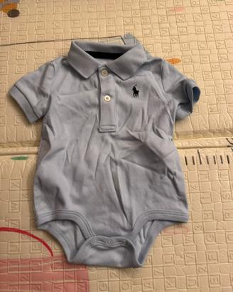 Body-t-shirt Ralph Lauren 3 mesi azzurro, nuovo