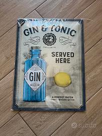 Cartello Pubblicità Gin & Tonic - Served Here 30x4