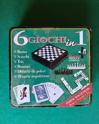 6 Giochi di società dama, scacchi, tris, domino