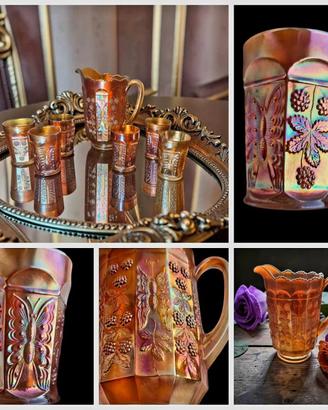 brocca e bicchieri Fenton Marigold carnival glass