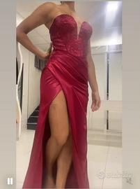 Abito elegante sartoriale donna bordeaux taglia 44