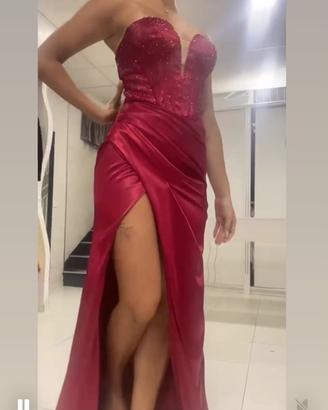 Abito elegante sartoriale donna bordeaux taglia 44