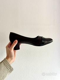 Décolleté marrone in pelle Cinzia Valle