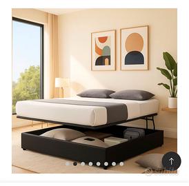 letto contenitore similpelle nera