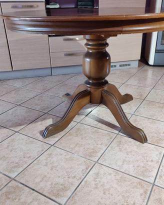 Tavolo rotondo allungabile in legno color noce