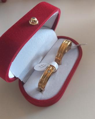COPPIA FEDI DESIGN RIGHE PLACCATE ORO 18K 