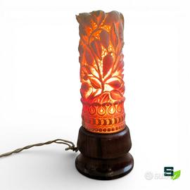 PICCOLA LAMPADA DA TAVOLO ETNICA INTAGLIATA