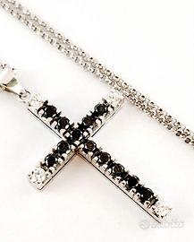 Collana con croce Diamanti Neri Diamanti Bianchi