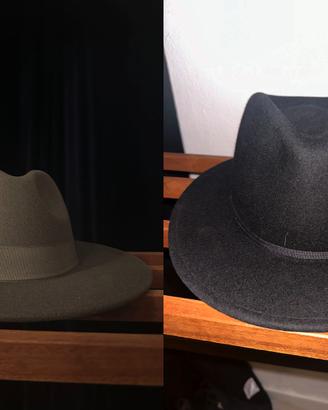 2 Cappelli Fedora (1 nuovo verde, 1 usato nero)