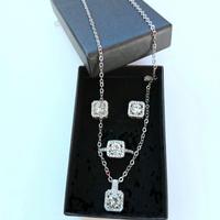 Parure brillante completa con scatola, set 3 pezzi