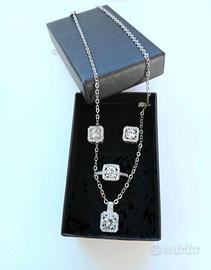 Parure brillante completa con scatola, set 3 pezzi