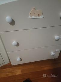lettino e cassettiera con fasciatoio Azzurra 