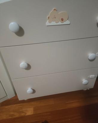 lettino e cassettiera con fasciatoio Azzurra 