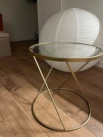 Tavolino basso vetro e oro