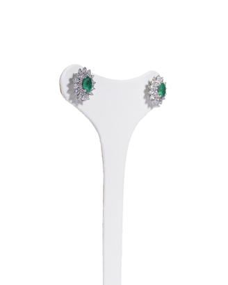 Orecchini fiore con smeraldi e diamanti