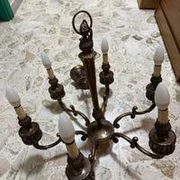 Lampadario bronzo antiquariato 6 fiamme