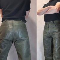 Pantaloni Vera Pelle Verde Scuro Militare