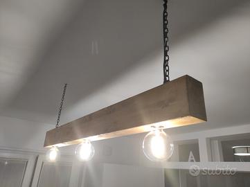 lampadario legno artigianale 