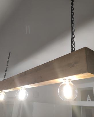 lampadario legno artigianale 