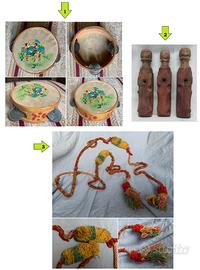 Lotto carretto siciliano tamburello sculture legno