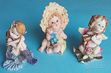 Lotto 3 statuine resina. Altezza 8/9 cm. Vintage.