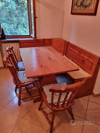 Tavernetta country: credenza tavolo panca angolare