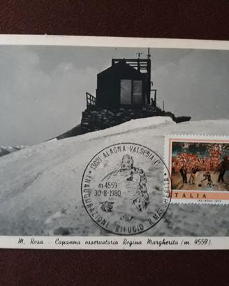 Cartolina Capanna Regina Margherita con annullo