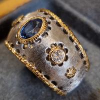 Anello oro zaffiro diamanti