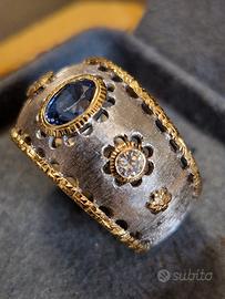 Anello oro zaffiro diamanti