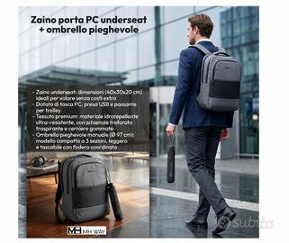 MH WAY Zaino  Porta PC + Ombrello pieghevole
