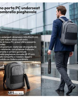 MH WAY Zaino  Porta PC + Ombrello pieghevole
