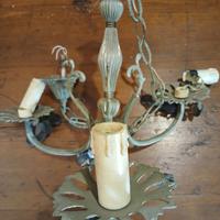 Lampadario in peltro a tre luci