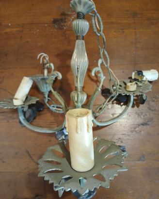 Lampadario in peltro a tre luci